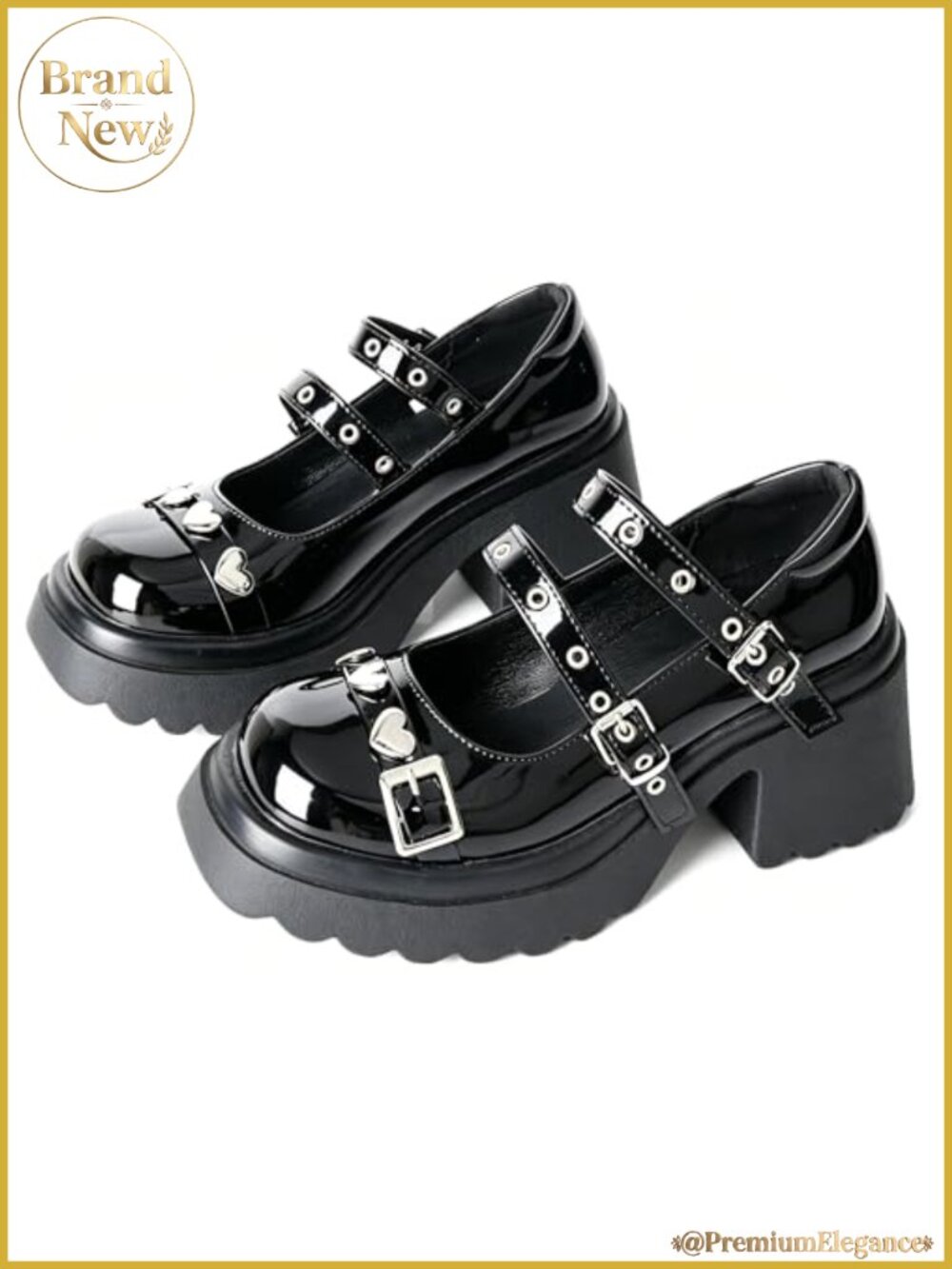 MEOTINA Platform Mary Janes Chunky Pumps Buckle Strap